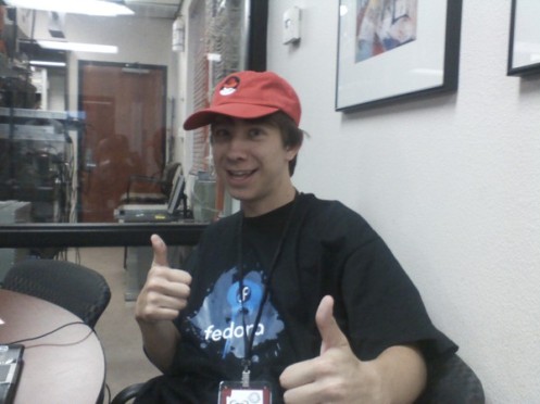 me in Fedora shirt and red redhat hat